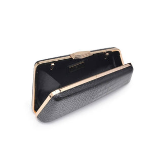 Irene - Croco Asymmetrical Evening Bag: Black - Olive Street
