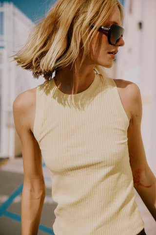 The Player Racerback Rib Tank in Yellow - Olive Street