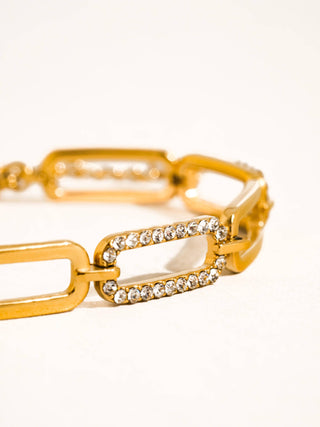 The 18K Gold Non-Tarnish Rhinestone Chain Bracelet