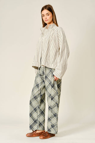 The Stripe Ruffle Hem Jacket - Olive Street