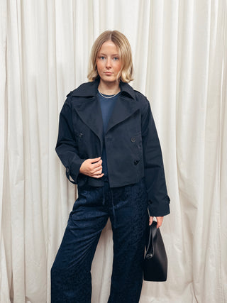 The Structured Woven Cropped Trench