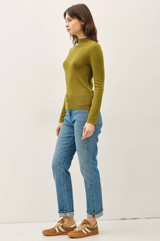 The Fine Knit Ribbed Mock Neck