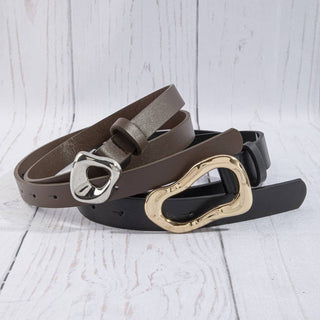 The Abstract Wavy Buckle Belt - Olive Street