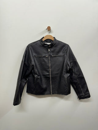 Distressed Faux Leather Jacket