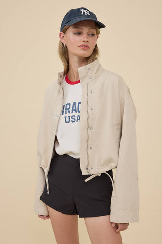 The Washed Stand Collar Jacket - Olive Street