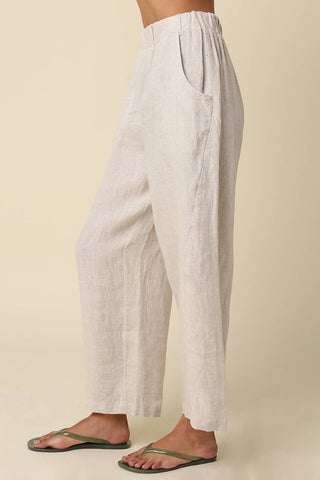 The Ronnie Relaxed Linen Pants in Melange - Olive Street