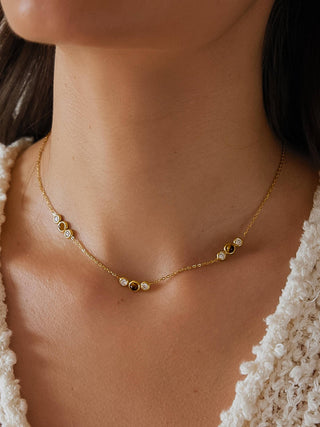 Embla 18K Gold Non-Tarnish Tiger Eye CZ Necklace: Yellow Gold - Olive Street