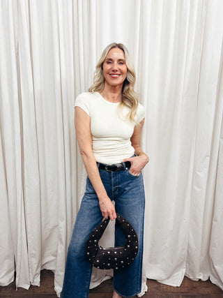 The Ribbed Cap Sleeve Baby Tee in Cream - Olive Street