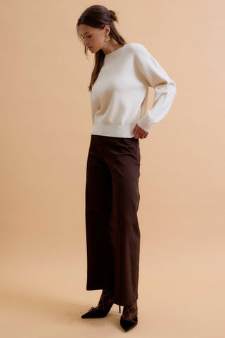 The Boyfriend Fit Crew Sweater in Cream