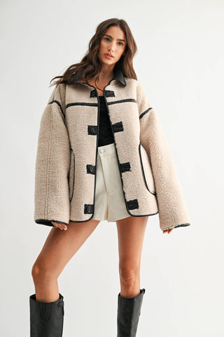 The Reversible Sherpa Faux Leather Jacket - Olive Street