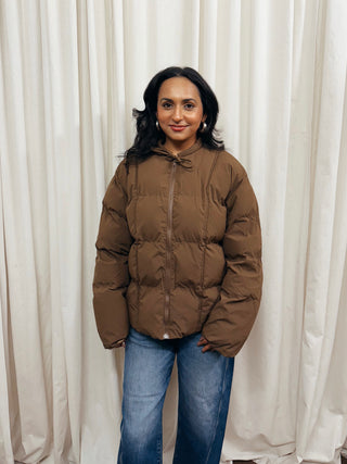 The Puffer Jacket with Neck Tie Detail