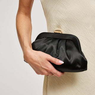 The Winter Satin Clutch in Black