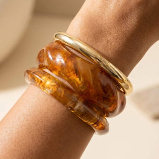 The Marbled Resin Bangle Set