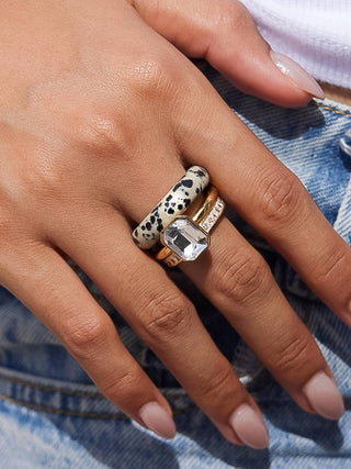 The 18K Gold Non-Tarnish Dalmatian Ring Set