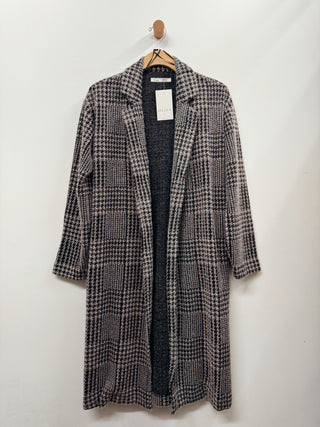 Houndstooth Knit Coat