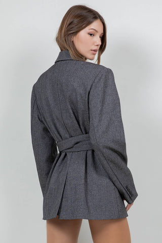 The Woven Blazer with Detachable Wrap Around Belt
