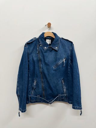 Oversized Denim Biker Jacket