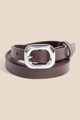 The Abstract Rectangle Buckle Belt in Brown - Olive Street
