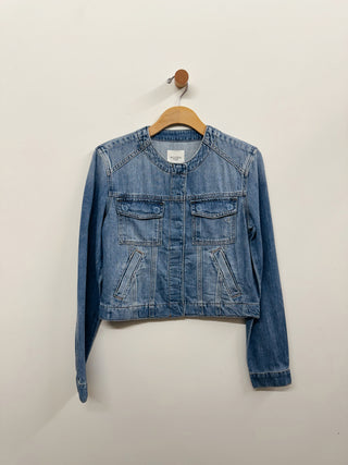 Collarless Denim Jacket