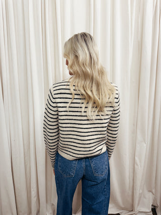 Riley Cozy Stripe Button Cardigan