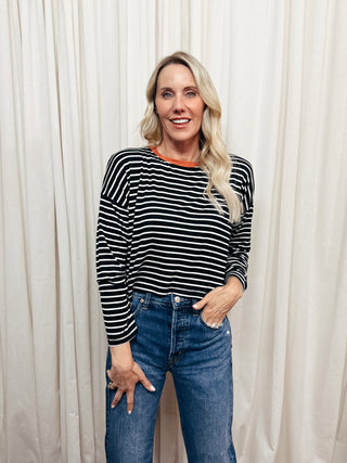 The Captain Striped Boyfriend Longsleeve - Olive Street