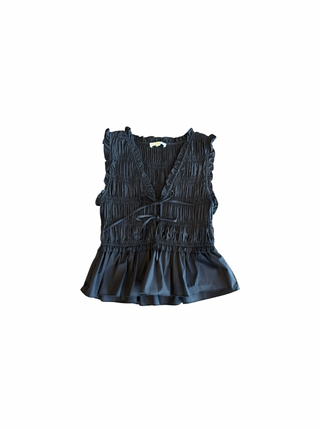 The Ruched Vneck Top in Black - Olive Street