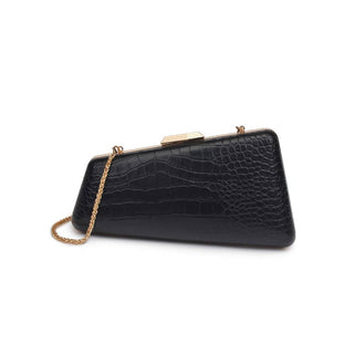Irene - Croco Asymmetrical Evening Bag: Black - Olive Street
