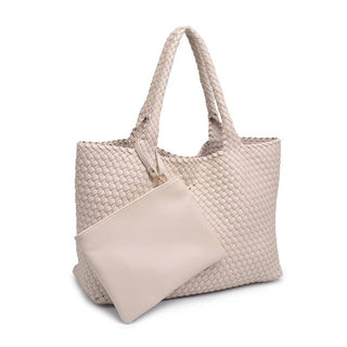 The Solana Woven Vegan Leather Tote in Ivory - Olive Street
