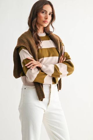 The Olive Bold Stripe Sweater - Olive Street
