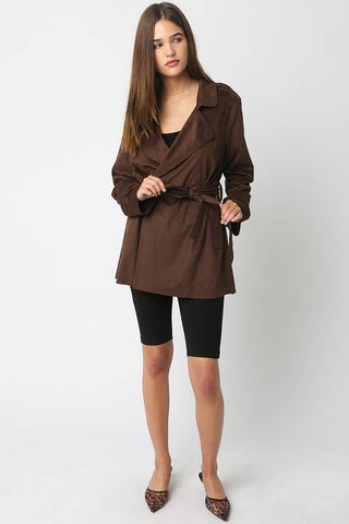The Faux Suede Wrap Jacket