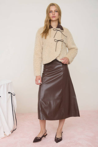 The Faux Fur Bow Detail Wrap Coat