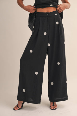 The Polka Dot Tube Top and Wide Pants Set in Black - Olive Street