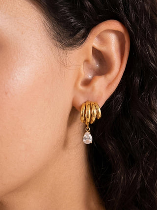 The Dovely 18K Gold Non-Tarnish Vintage Ribbed Drop