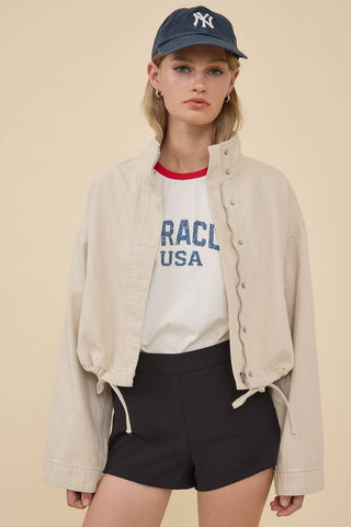 The Washed Stand Collar Jacket - Olive Street