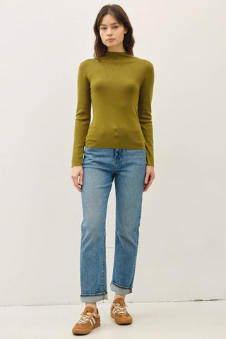 The Fine Knit Ribbed Mock Neck