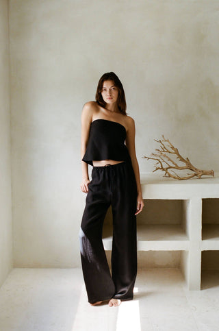 The Linen Tube Top in Black - Olive Street