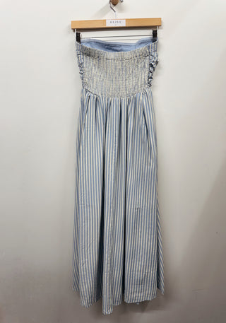 Strapless Ruched Stripe Dress