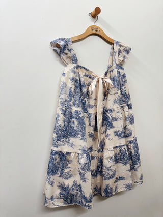 Toile Ruffle Mini Dress