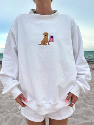 The Americana Golden Oversized Mockneck Sweatshirt - Olive Street