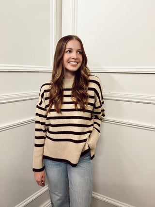 Melina Mock Neck Stripe Sweater