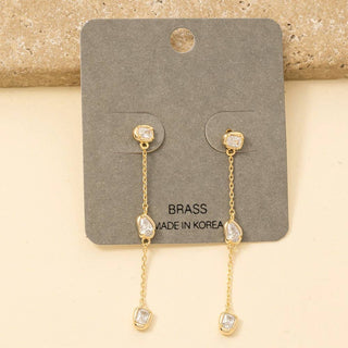 The Gem Drop Chain Earring in Gold