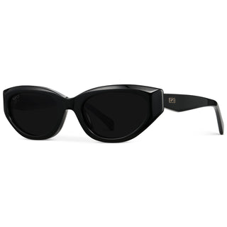 Loretta - Women’s Cat Eye Polarized Sunglasses : Black / Triple Black Lens - Olive Street