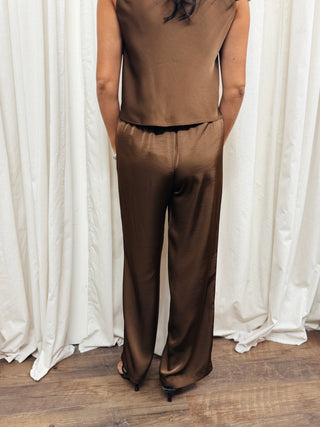 The Crushed Satin Wide Leg Pant