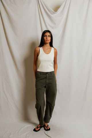 The Blondie Structured Rib Tank in Ivory