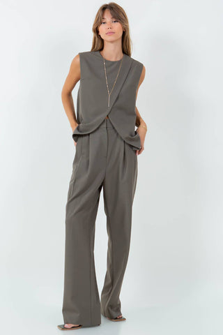 The Pleated Woven Straight Leg Trouser