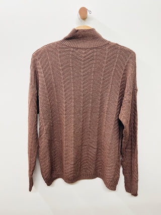 Herringbone Mock Neck Sweater