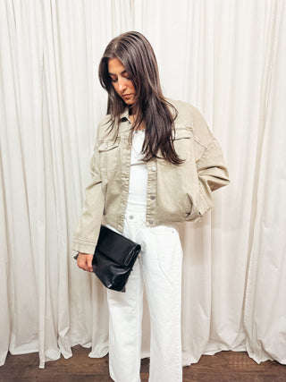 The Rumi Bubble Hem Denim Jacket - Olive Street