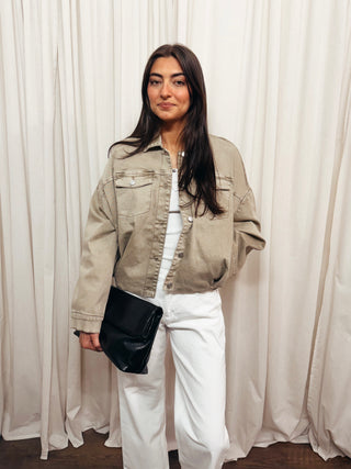 The Rumi Bubble Hem Denim Jacket - Olive Street