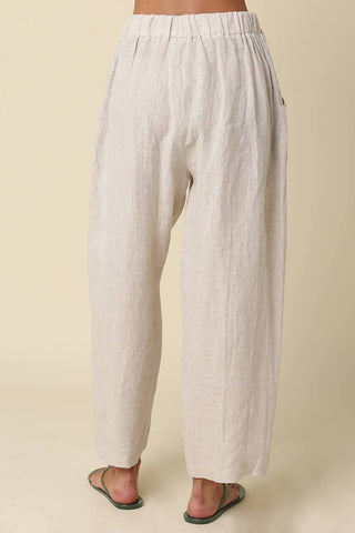 The Ronnie Relaxed Linen Pants in Melange - Olive Street