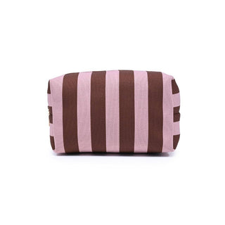 Essential Stripe Cosmetic & Travel Organizer Pouch: Pink Brown - Olive Street